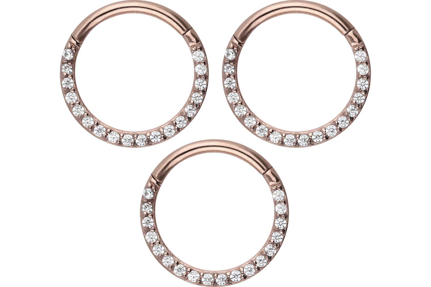 SET Chirurgenstahl Segmentring Clicker Piercing EINGEFASSTE KRISTALLE